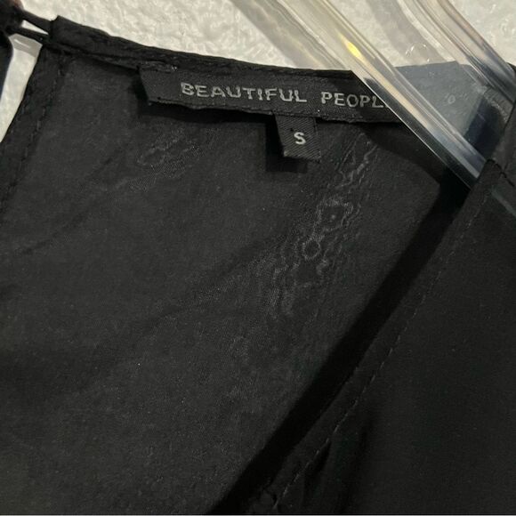 “Beautiful People LA” 100% Silk Navy Blue Sheer Sleeveless Draping Neck Top S - Picture 9 of 14